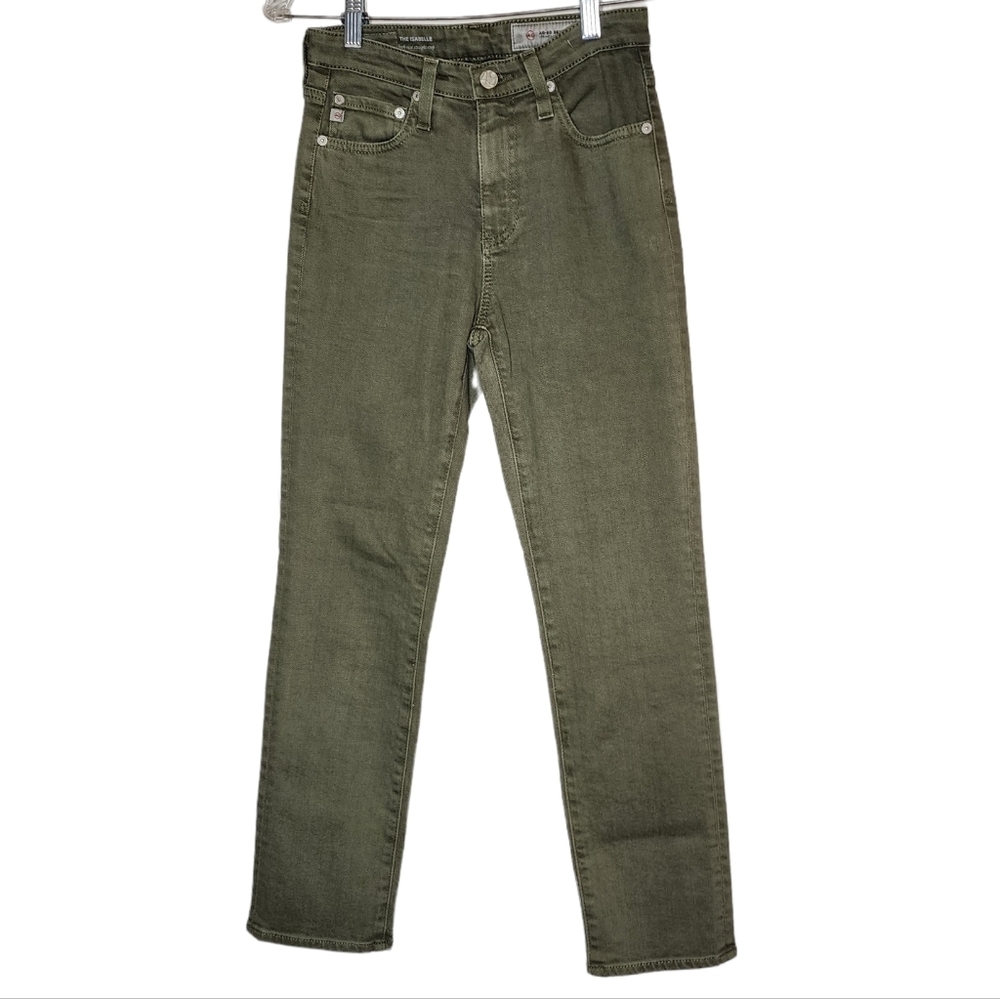 AG Adriano Goldschmied Green The Isabelle Vintage Straight Leg Crop Jean Size 24